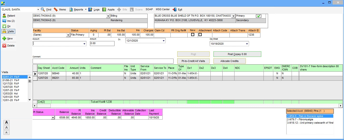 Patient data view screenshot